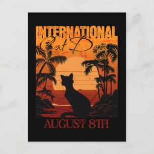 Postal Día Internacional del Gato Retro Sunset