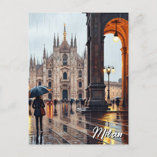 Postal Día Lluvioso en Milán Italia Viaje