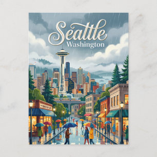 Postal Día Lluvioso en Seattle Washington