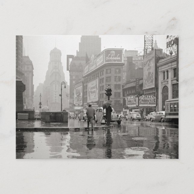 Postal Día lluvioso en Times Square, 1943 (Anverso)