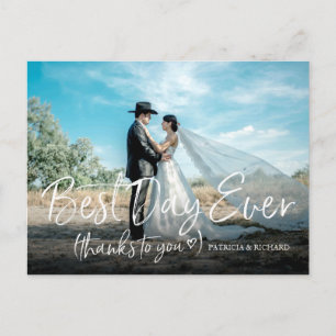 Postal Día Más Hermoso Chic Boda Agradecimiento Foto