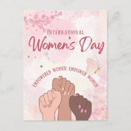 Postal Día Moderno de la Mujer Floral de Acuarela Rosa