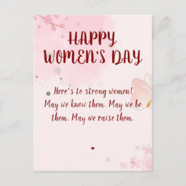 Postal Día Moderno de la Mujer Floral de Acuarela Rosa