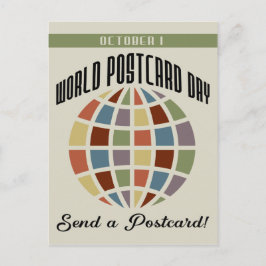 Postal Día Mundial de la Postcarta con coloridos cuadrado