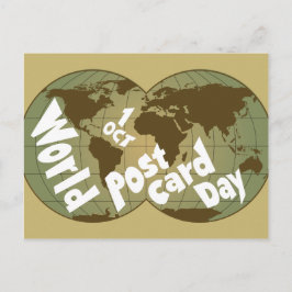 Postal Día Mundial de la Postcarta con mapa del mundo tip