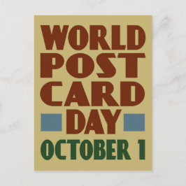 Postal Día Mundial de la Postcarta con tipografía vintage