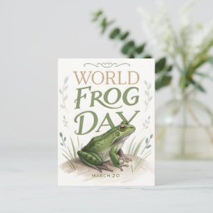 Postal Día Mundial de la Rana Arte de Acuarela Naturaleza