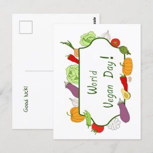 Postal Día Mundial de la Vegetariana Minimalista