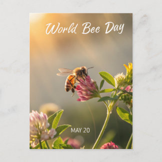 Postal Día Mundial de las Abejas Arte Floral de Abeja Mel