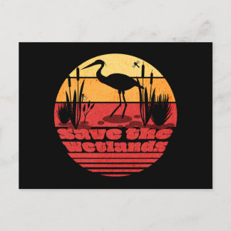 Postal Día Mundial de los Humedales Atardecer Retro