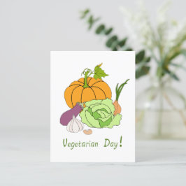 Postal Día Mundial Vegetariano Minimalista Lindo    