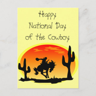 Postal Día Nacional del Cowboy Bronco Silhouette