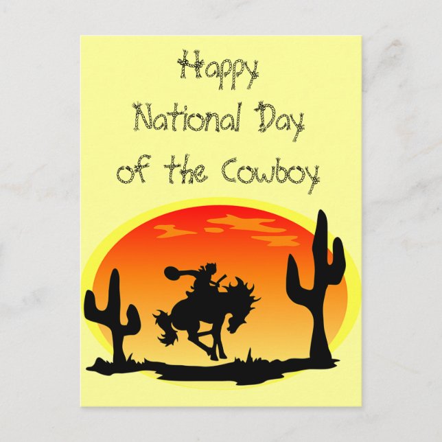 Postal Día Nacional del Cowboy Bronco Silhouette (Anverso)