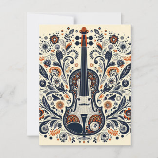 Postal Día nacional del violín: Pegatina melodía con arte