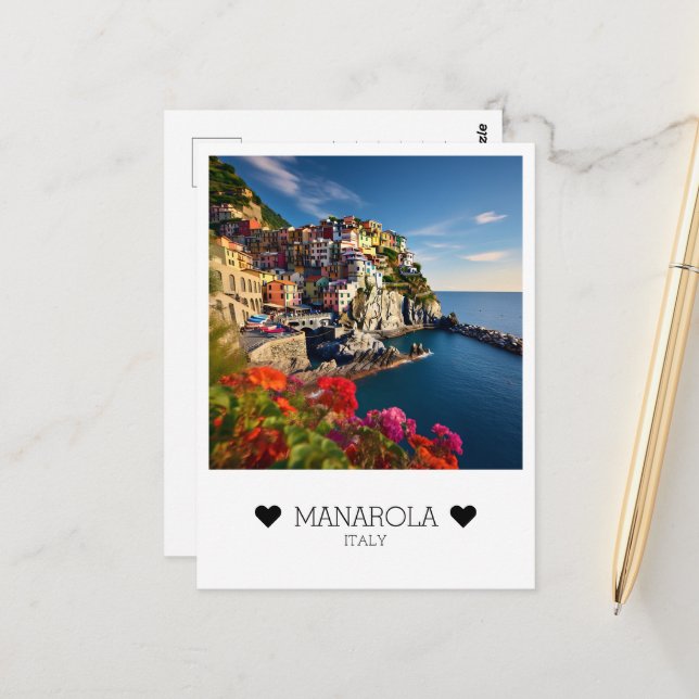 Postal Día personalizado y soleado en Manarola, Italia (Anverso/Reverso In Situ)