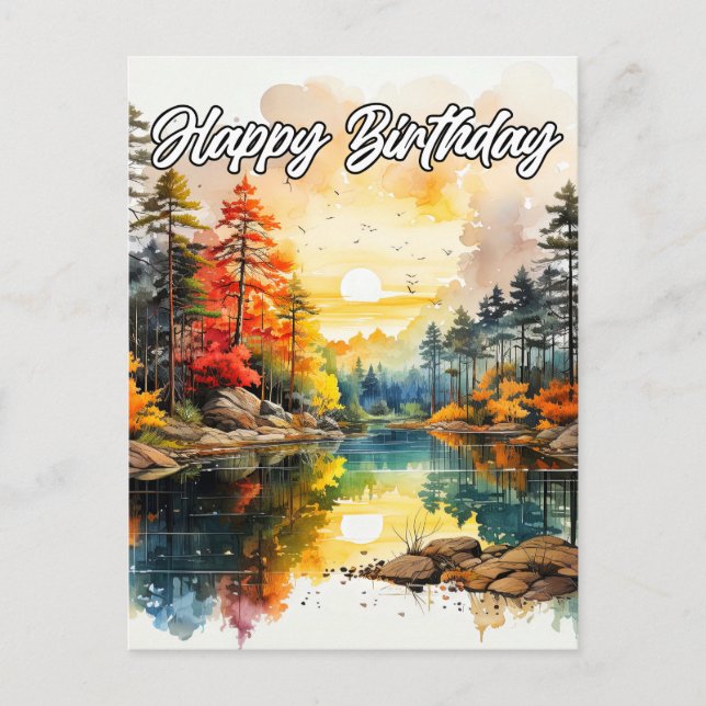 Postal Día soleado en el estanque | Cumpleaños feliz (Anverso)