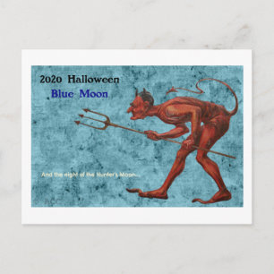 Postal Diablo azul de la luna de Halloween 2020