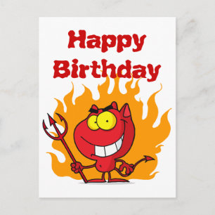 Postal Diablo Grinning Con Horquilla De Cocina