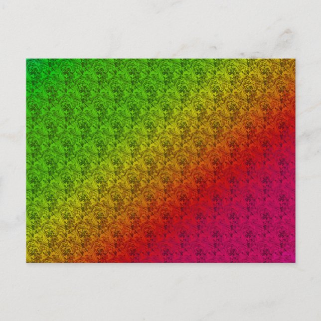 Postal Diag Gradiente Arcoiris Patrón floral Verde Rojo (Anverso)