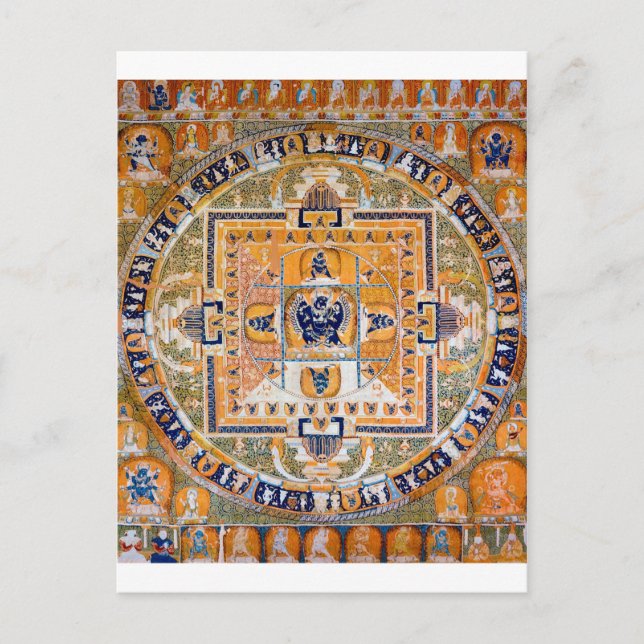 Postal Diagrama cósmico de Mandala para meditación (Anverso)