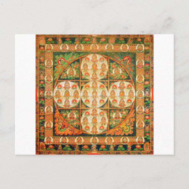 Postal Diagrama cósmico de Mandala para meditación (Anverso)
