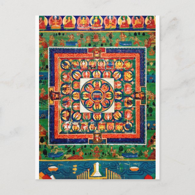 Postal Diagrama cósmico de Mandala para meditación (Anverso)