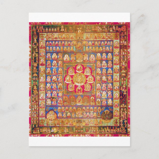 Postal Diagrama cósmico de Mandala para meditación (Anverso)