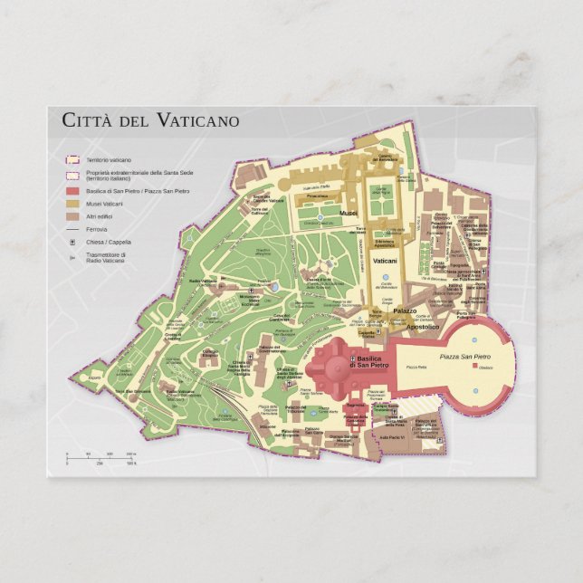 Postal Diagrama de Mappa della Città del Vaticano (Anverso)