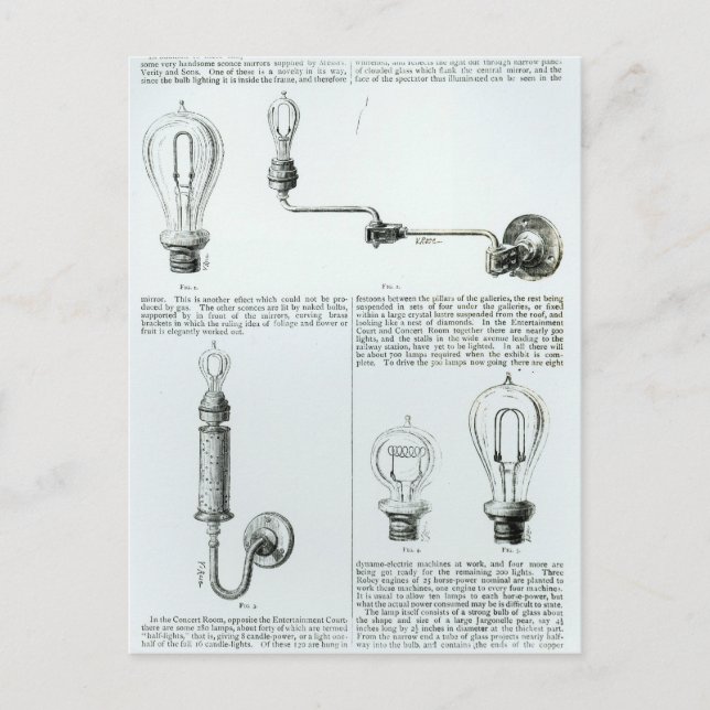 Postal Diagramas de bombillas y sus paréntesis (Anverso)