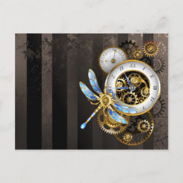 Postal Diales de Steampunk con libélula