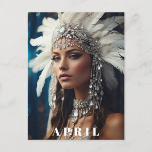 Postal *~ DIAMOND Boho Women AP53 ABRIL CUMPLEAÑOS