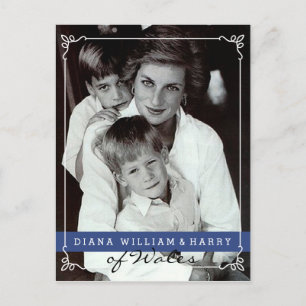 Postal Diana de Gales Will y Harry