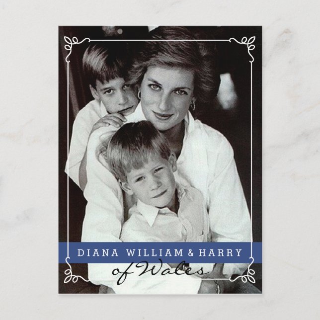 Postal Diana de Gales Will y Harry (Anverso)