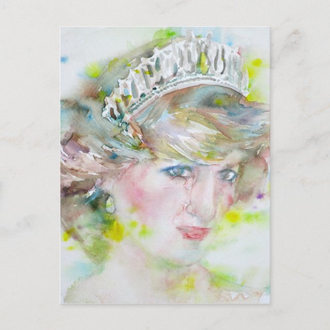 Postal diana, princesa de Gales - retrato de acuarela.3 (Anverso)