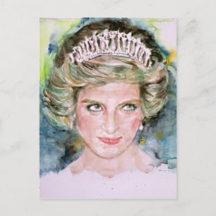 Postal DIANA - PRINCESO DE GALES - retrato de acuarela .3