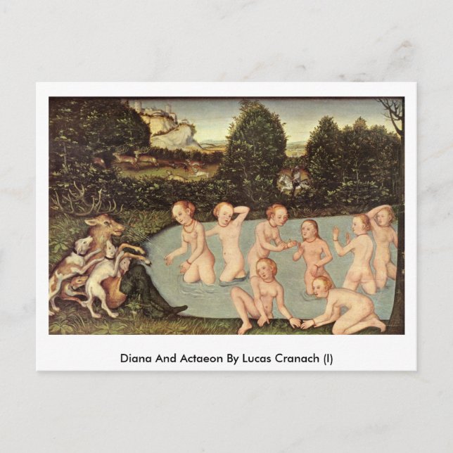 Postal Diana Y Actaeon De Lucas Cranach (I) (Anverso)