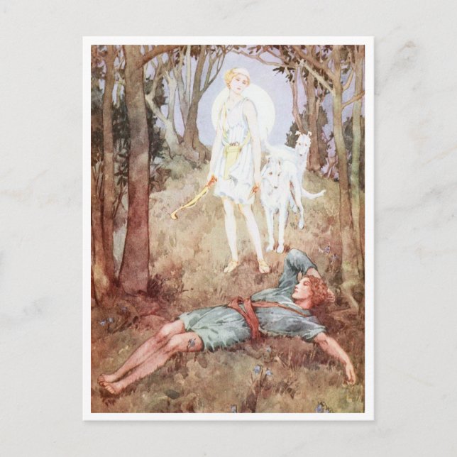 Postal Diana y Endymion por Helen Stratton (Anverso)