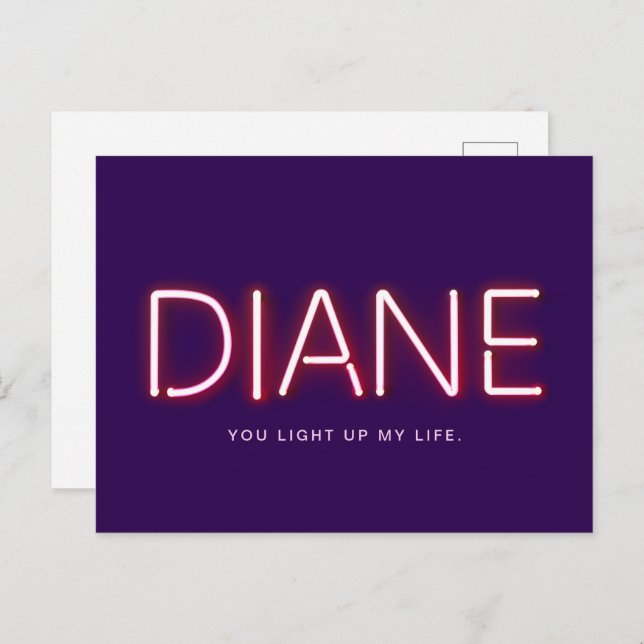 Postal Diane, enciende las luces de neón de mi vida. (Anverso / Reverso)