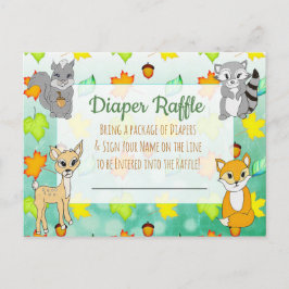 Postal Diaper Raffle Juego de Baby Shower Animales de bos