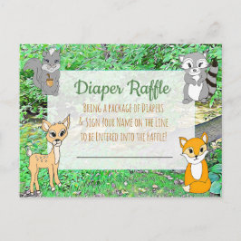 Postal Diaper Raffle Juego de Baby Shower Animales de bos