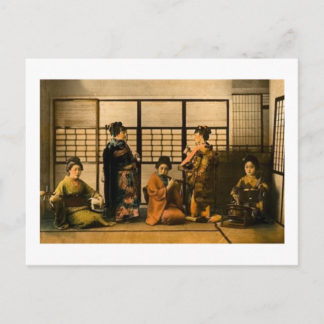 Postal Diapositiva de la linterna mágica de los Chicas Ge (Anverso)