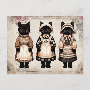 Postal Diario Basura de Gatos Negros Espeluznantes Floral