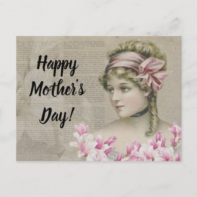 Postal Diario rosa de la victoriana Steampunk Lady (Anverso)