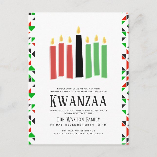 Postal Días de Kwanzaa | Evento de fiesta (Anverso)