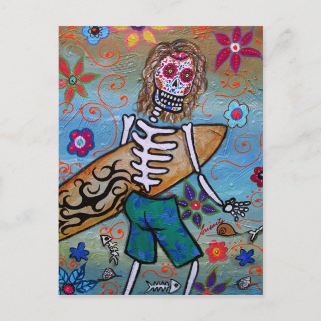 Postal Días de los muertos SURFER (Anverso)