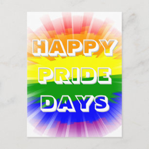 Postal Días Felices de Orgullo Bandera de Arcoíris Explos