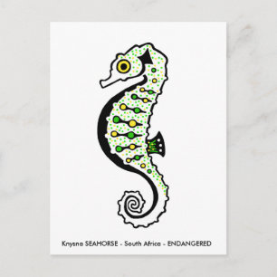 Postal Dibujado a mano - SEAHORSE - Amante de los animale