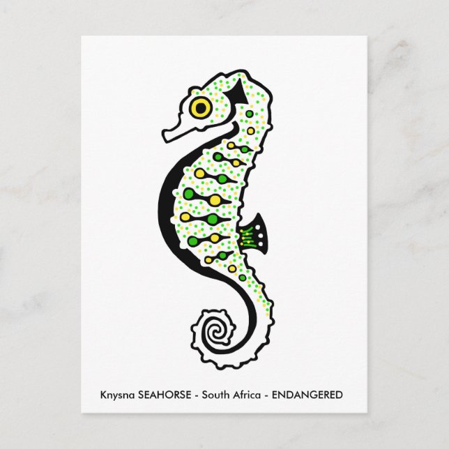 Postal Dibujado a mano - SEAHORSE - Amante de los animale (Anverso)