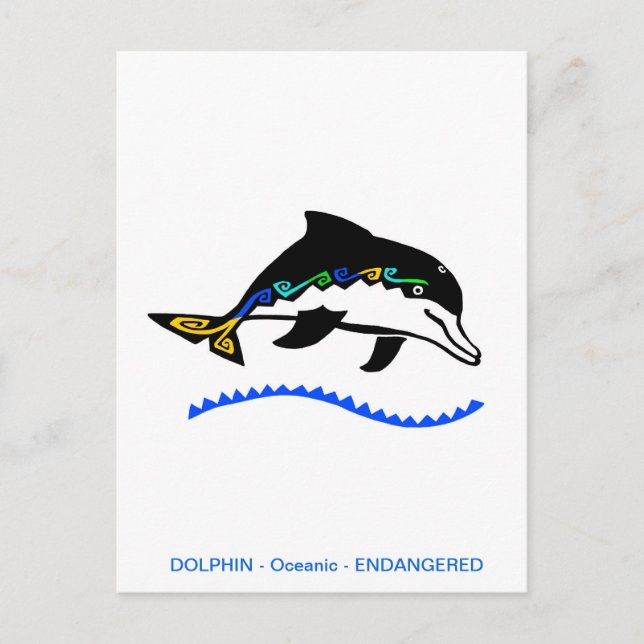 Postal Dibujado por mano - DOLPHIN - Conservación - Natur (Anverso)