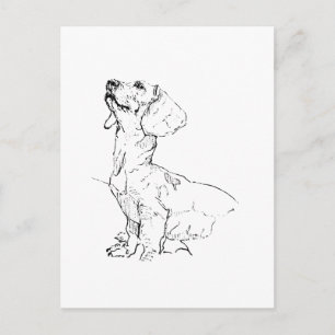 Postal Dibujo adorable de Dachshund, padre de perro